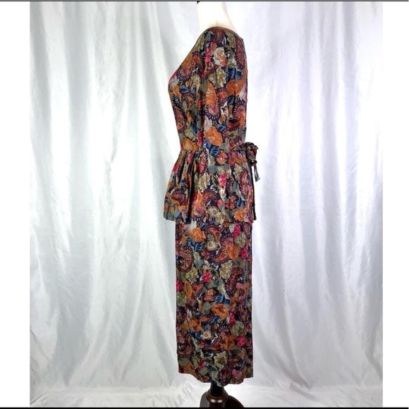 Vintage 1980s 80s Marvin Singer for Depeche Mode silk dress floral paisley 8/38 - Picture 10 of 12